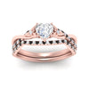 Load image into Gallery viewer, twisted-daisy-heart-black-diamond-bridal-ring-set-in-rose-gold-FD9986B2HTGBLACK-NL-RG