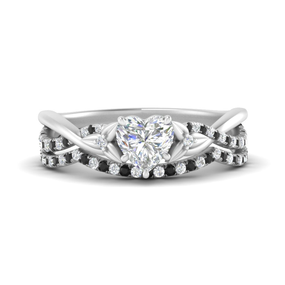 twisted-daisy-heart-black-diamond-bridal-ring-set-in-white-gold-FD9986B2HTGBLACK-NL-WG
