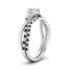 Load image into Gallery viewer, twisted-daisy-heart-black-diamond-bridal-ring-set-in-white-gold-FD9986B2HTGBLACK-NL-WG