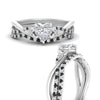 Load image into Gallery viewer, twisted-daisy-heart-black-diamond-bridal-ring-set-in-white-gold-FD9986B2HTGBLACK-NL-WG