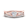 Load image into Gallery viewer, twisted-daisy-heart-diamond-bridal-ring-set-in-rose-gold-FD9986B2HT-NL-RG