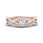 Load image into Gallery viewer, twisted-daisy-heart-diamond-bridal-ring-set-in-rose-gold-FD9986B2HT-NL-RG
