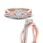 Load image into Gallery viewer, twisted-daisy-heart-diamond-bridal-ring-set-in-rose-gold-FD9986B2HT-NL-RG
