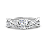 Load image into Gallery viewer, twisted-daisy-heart-diamond-bridal-ring-set-in-white-gold-FD9986B2HT-NL-WG
