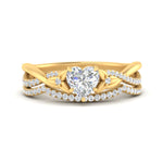 Load image into Gallery viewer, twisted-daisy-heart-diamond-bridal-ring-set-in-yellow-gold-FD9986B2HT-NL-YG
