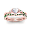 Load image into Gallery viewer, twisted-daisy-heart-emerald-bridal-ring-set-in-rose-gold-FD9986B2HTGEMGR-NL-RG