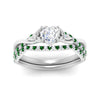 Load image into Gallery viewer, twisted-daisy-heart-emerald-bridal-ring-set-in-white-gold-FD9986B2HTGEMGR-NL-WG