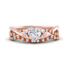 Load image into Gallery viewer, twisted-daisy-heart-orange-sapphire-bridal-ring-set-in-rose-gold-FD9986B2HTGSAOR-NL-RG