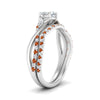 Load image into Gallery viewer, twisted-daisy-heart-orange-sapphire-bridal-ring-set-in-white-gold-FD9986B2HTGSAOR-NL-WG