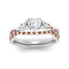 Load image into Gallery viewer, twisted-daisy-heart-orange-sapphire-bridal-ring-set-in-white-gold-FD9986B2HTGSAOR-NL-WG
