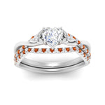 Load image into Gallery viewer, twisted-daisy-heart-orange-sapphire-bridal-ring-set-in-white-gold-FD9986B2HTGSAOR-NL-WG
