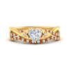 Load image into Gallery viewer, twisted-daisy-heart-orange-sapphire-bridal-ring-set-in-yellow-gold-FD9986B2HTGSAOR-NL-YG