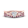 Load image into Gallery viewer, twisted-daisy-heart-pink-sapphire-bridal-ring-set-in-rose-gold-FD9986B2HTGSADRPI-NL-RG