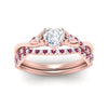 Load image into Gallery viewer, twisted-daisy-heart-pink-sapphire-bridal-ring-set-in-rose-gold-FD9986B2HTGSADRPI-NL-RG