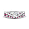 Load image into Gallery viewer, twisted-daisy-heart-pink-sapphire-bridal-ring-set-in-white-gold-FD9986B2HTGSADRPI-NL-WG