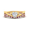Load image into Gallery viewer, twisted-daisy-heart-pink-sapphire-bridal-ring-set-in-yellow-gold-FD9986B2HTGSADRPI-NL-YG