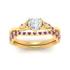 Load image into Gallery viewer, twisted-daisy-heart-pink-sapphire-bridal-ring-set-in-yellow-gold-FD9986B2HTGSADRPI-NL-YG