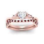 Load image into Gallery viewer, twisted-daisy-heart-ruby-bridal-ring-set-in-rose-gold-FD9986B2HTGRUDR-NL-RG
