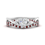 Load image into Gallery viewer, twisted-daisy-heart-ruby-bridal-ring-set-in-white-gold-FD9986B2HTGRUDR-NL-WG
