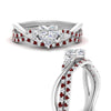 Load image into Gallery viewer, twisted-daisy-heart-ruby-bridal-ring-set-in-white-gold-FD9986B2HTGRUDR-NL-WG