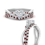 Load image into Gallery viewer, twisted-daisy-heart-ruby-bridal-ring-set-in-white-gold-FD9986B2HTGRUDR-NL-WG

