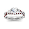 Load image into Gallery viewer, twisted-daisy-heart-ruby-bridal-ring-set-in-white-gold-FD9986B2HTGRUDR-NL-WG