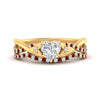 Load image into Gallery viewer, twisted-daisy-heart-ruby-bridal-ring-set-in-yellow-gold-FD9986B2HTGRUDR-NL-YG