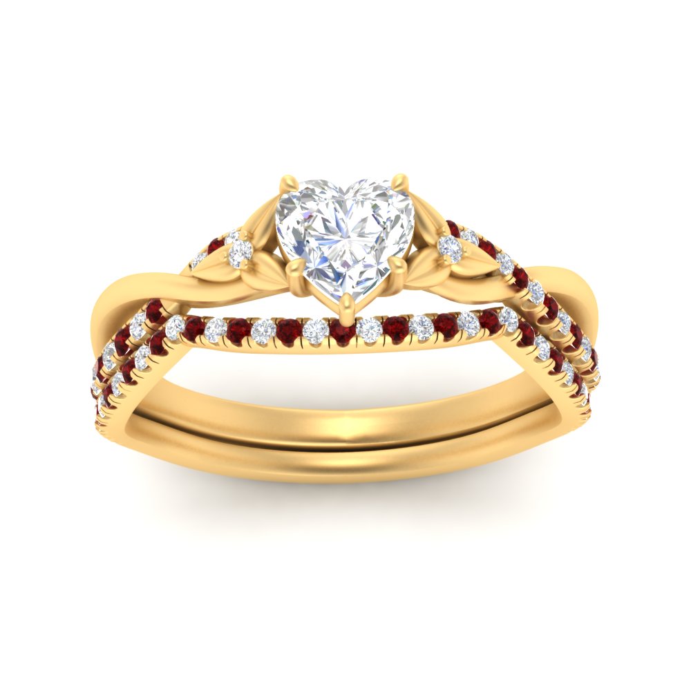 twisted-daisy-heart-ruby-bridal-ring-set-in-yellow-gold-FD9986B2HTGRUDR-NL-YG