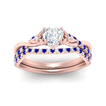 Load image into Gallery viewer, twisted-daisy-heart-sapphire-bridal-ring-set-in-rose-gold-FD9986B2HTGSABL-NL-RG
