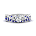 Load image into Gallery viewer, twisted-daisy-heart-sapphire-bridal-ring-set-in-white-gold-FD9986B2HTGSABL-NL-WG
