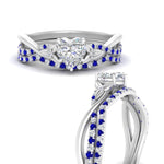 Load image into Gallery viewer, twisted-daisy-heart-sapphire-bridal-ring-set-in-white-gold-FD9986B2HTGSABL-NL-WG
