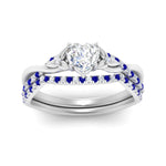 Load image into Gallery viewer, twisted-daisy-heart-sapphire-bridal-ring-set-in-white-gold-FD9986B2HTGSABL-NL-WG
