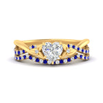 Load image into Gallery viewer, twisted-daisy-heart-sapphire-bridal-ring-set-in-yellow-gold-FD9986B2HTGSABL-NL-YG
