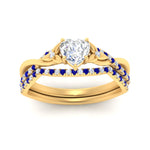 Load image into Gallery viewer, twisted-daisy-heart-sapphire-bridal-ring-set-in-yellow-gold-FD9986B2HTGSABL-NL-YG
