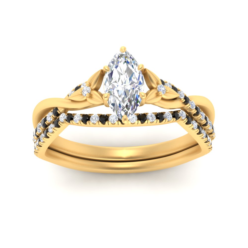twisted-daisy-marquise-black-diamond-bridal-ring-set-in-yellow-gold-FD9986B2MQGBLACK-NL-YG