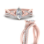 Load image into Gallery viewer, twisted-daisy-marquise-diamond-bridal-ring-set-in-rose-gold-FD9986B2MQ-NL-RG
