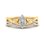 Load image into Gallery viewer, twisted-daisy-marquise-diamond-bridal-ring-set-in-yellow-gold-FD9986B2MQ-NL-YG
