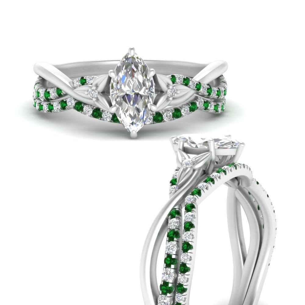 twisted-daisy-marquise-emerald-bridal-ring-set-in-white-gold-FD9986B2MQGEMGR-NL-WG