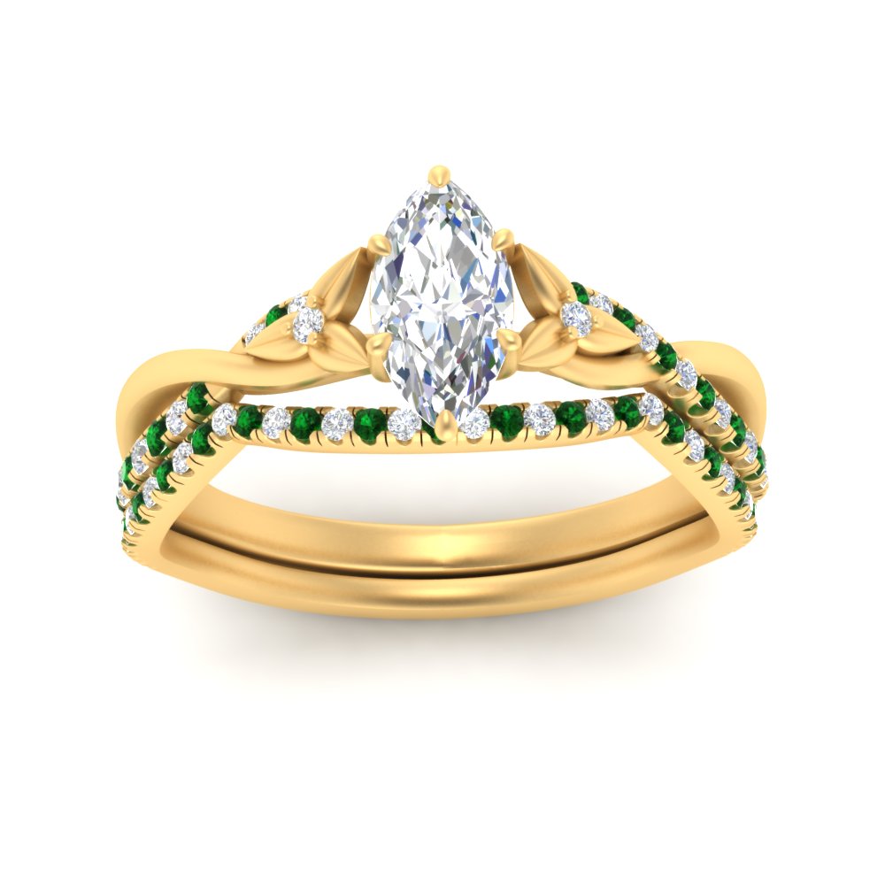 twisted-daisy-marquise-emerald-bridal-ring-set-in-yellow-gold-FD9986B2MQGEMGR-NL-YG