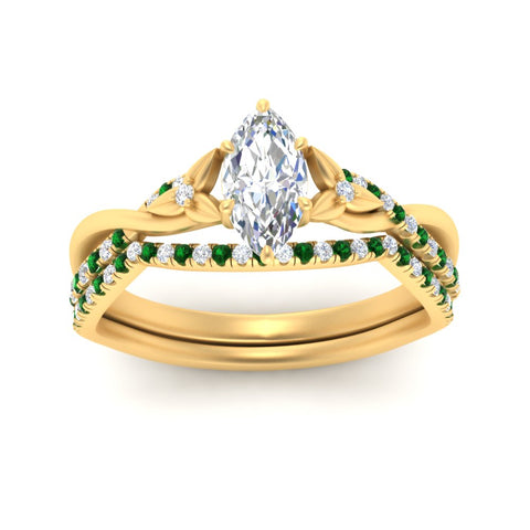 twisted-daisy-marquise-emerald-bridal-ring-set-in-yellow-gold-FD9986B2MQGEMGR-NL-YG