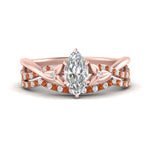 Load image into Gallery viewer, twisted-daisy-marquise-orange-sapphire-bridal-ring-set-in-rose-gold-FD9986B2MQGSAOR-NL-RG
