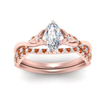 Load image into Gallery viewer, twisted-daisy-marquise-orange-sapphire-bridal-ring-set-in-rose-gold-FD9986B2MQGSAOR-NL-RG
