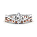 Load image into Gallery viewer, twisted-daisy-marquise-orange-sapphire-bridal-ring-set-in-white-gold-FD9986B2MQGSAOR-NL-WG
