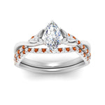 Load image into Gallery viewer, twisted-daisy-marquise-orange-sapphire-bridal-ring-set-in-white-gold-FD9986B2MQGSAOR-NL-WG

