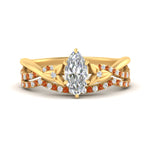Load image into Gallery viewer, twisted-daisy-marquise-orange-sapphire-bridal-ring-set-in-yellow-gold-FD9986B2MQGSAOR-NL-YG
