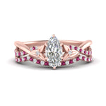 Load image into Gallery viewer, twisted-daisy-marquise-pink-sapphire-bridal-ring-set-in-rose-gold-FD9986B2MQGSADRPI-NL-RG
