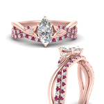 Load image into Gallery viewer, twisted-daisy-marquise-pink-sapphire-bridal-ring-set-in-rose-gold-FD9986B2MQGSADRPI-NL-RG
