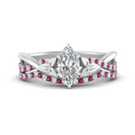 Load image into Gallery viewer, twisted-daisy-marquise-pink-sapphire-bridal-ring-set-in-white-gold-FD9986B2MQGSADRPI-NL-WG
