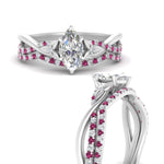 Load image into Gallery viewer, twisted-daisy-marquise-pink-sapphire-bridal-ring-set-in-white-gold-FD9986B2MQGSADRPI-NL-WG
