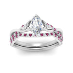 Load image into Gallery viewer, twisted-daisy-marquise-pink-sapphire-bridal-ring-set-in-white-gold-FD9986B2MQGSADRPI-NL-WG
